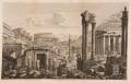 Luigi Rossini, <i>Il Foro Romano ideato come esisteva nella sua prima Rovina con li Monumenti situati nei luoghi ove esistono attualmente li Ruderi</i>, 1823.