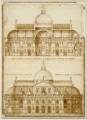 Vincenzo Scamozzi, Prospetto principale e sezione del duomo di Salisburgo, 1607. Collezione Canadian Centre for Architecture, Montreal.