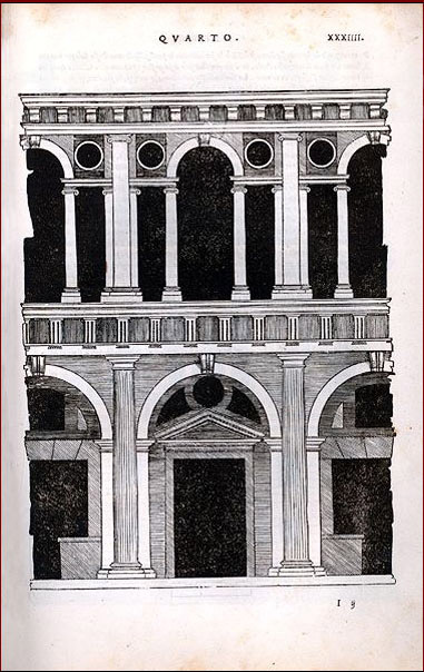 <i>Disegno per un palazzo</i>, da <i>Regole generali di architettura</i>, libro IV, Venezia 1537, p. XXXII