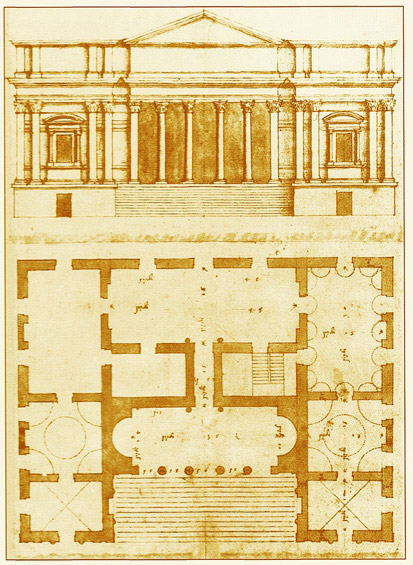 Pianta e alzato per villa Pisani a Bagnolo