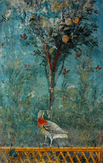 Frammento di affresco con giardino da Pompei