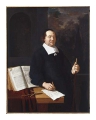 Ritratto dell'architetto olandese Joost Vermaarsch con accanto la traduzione olandese del trattato di Scamozzi