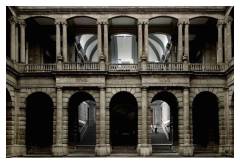 <b>Arriba el telón.</b> Elevation of the main courtyard, antechamber of the staircase hall, Colegio de Minería, Mexico City (2007).